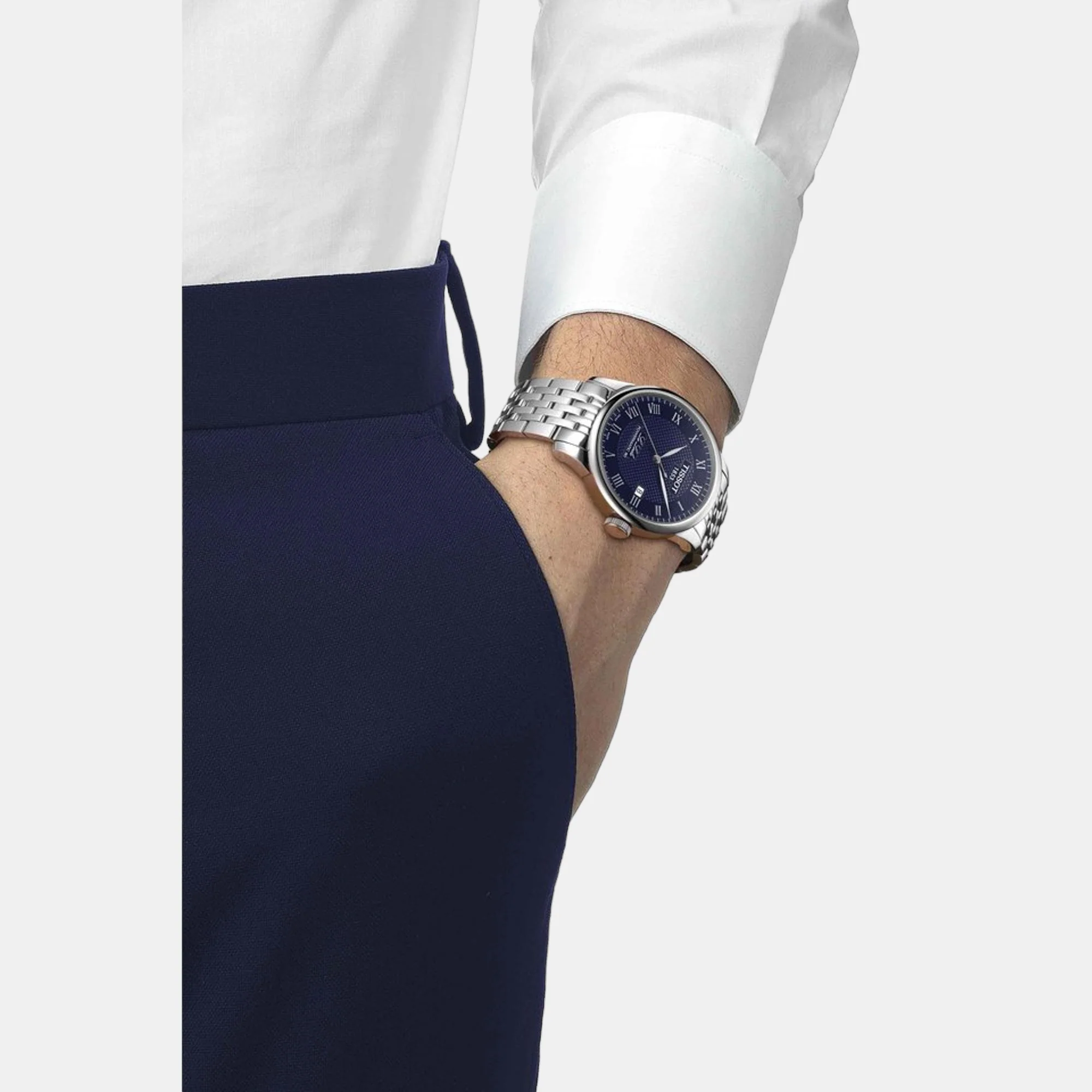 Le Locle Men Automatic Blue Dial Analog Stainless Steel Watch T0064071104300 - Image 5
