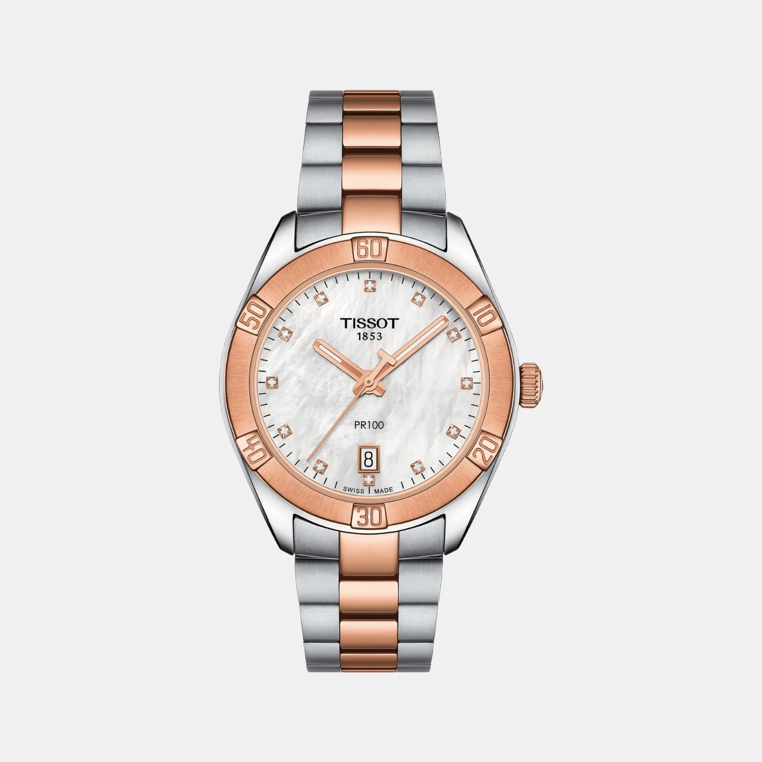 PR 100 Sport Chic Unisex Quartz White Mother Of Pearl Dial Analog Stainless Steel Watch T1019102211600