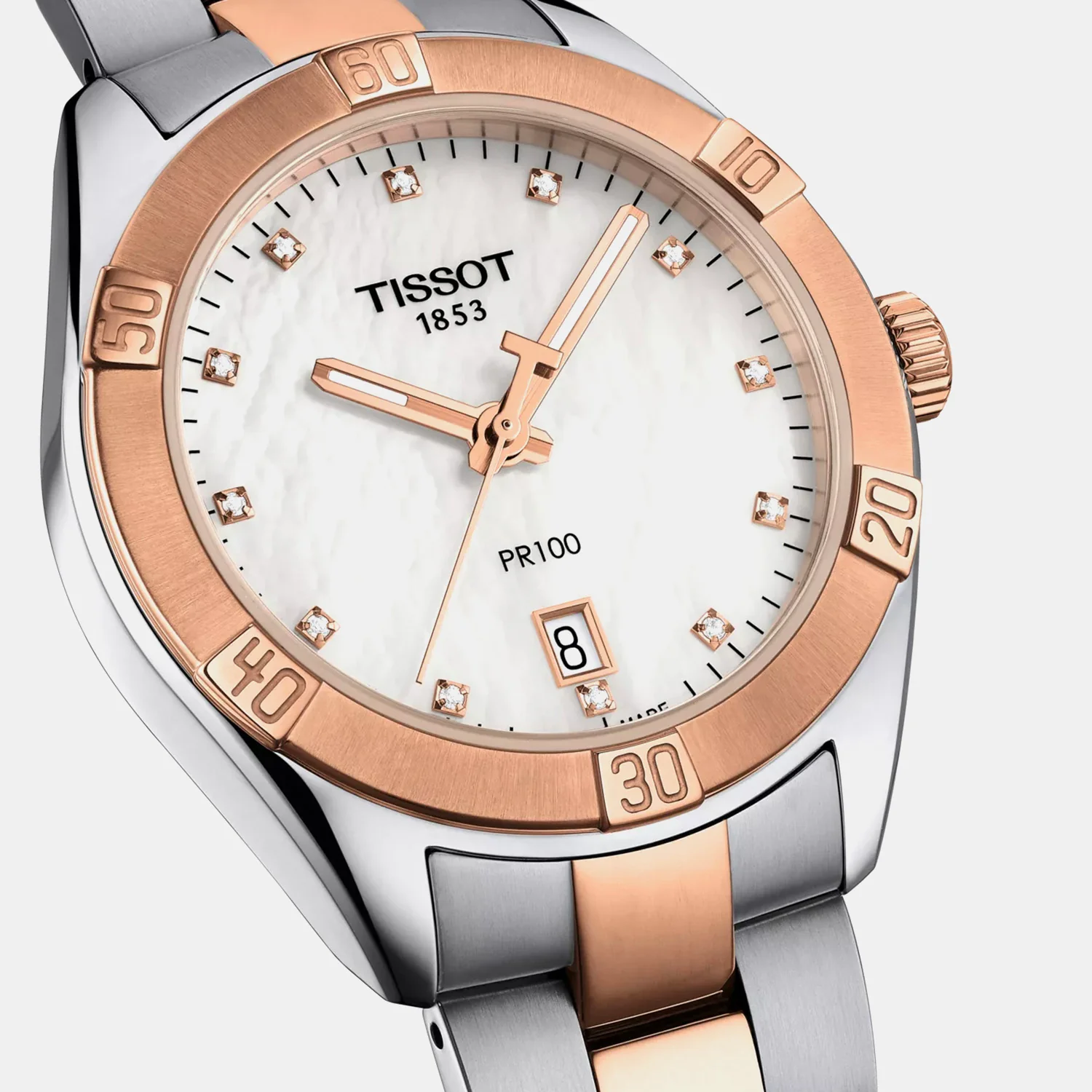 PR 100 Sport Chic Unisex Quartz White Mother Of Pearl Dial Analog Stainless Steel Watch T1019102211600 - Image 3