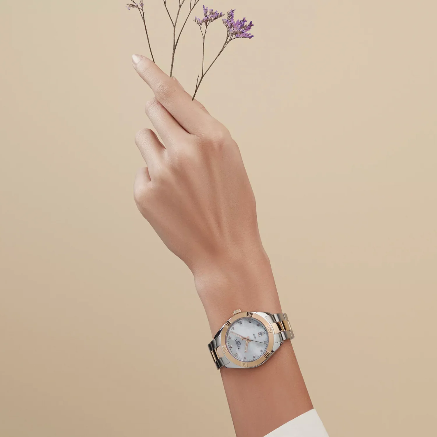 PR 100 Sport Chic Unisex Quartz White Mother Of Pearl Dial Analog Stainless Steel Watch T1019102211600 - Image 8