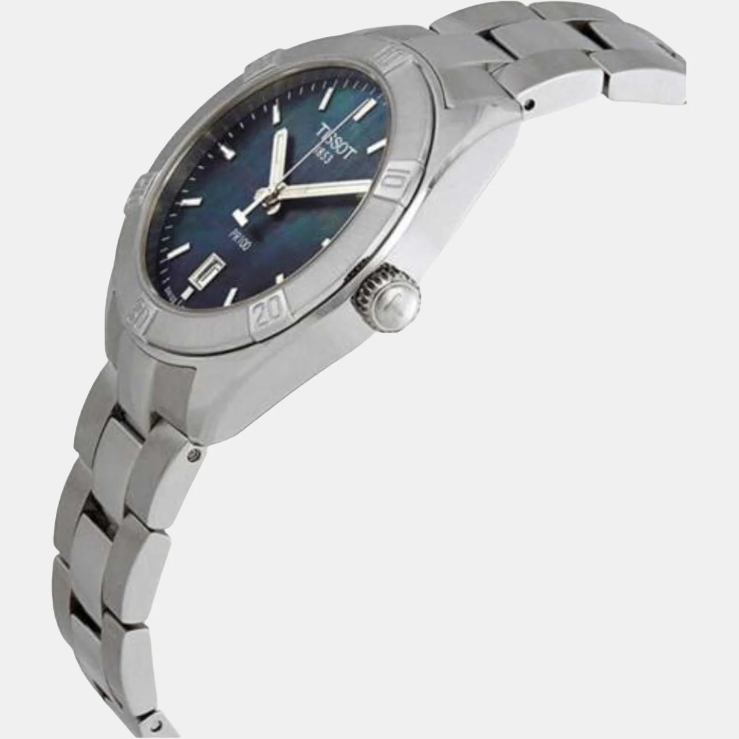 PR 100 Women Quartz Black Mother Of Pearl Dial Analog Stainless Steel Watch T1019101112100 - Image 2