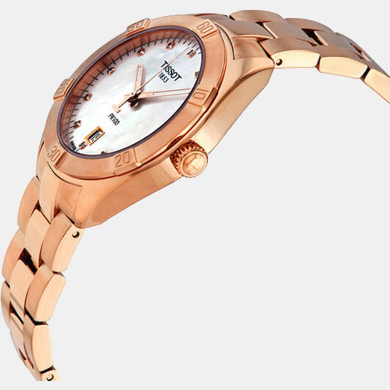 PR 100 Women Quartz White Mother Of Pearl Dial Analog Stainless Steel Watch T1019103311600 - Image 2