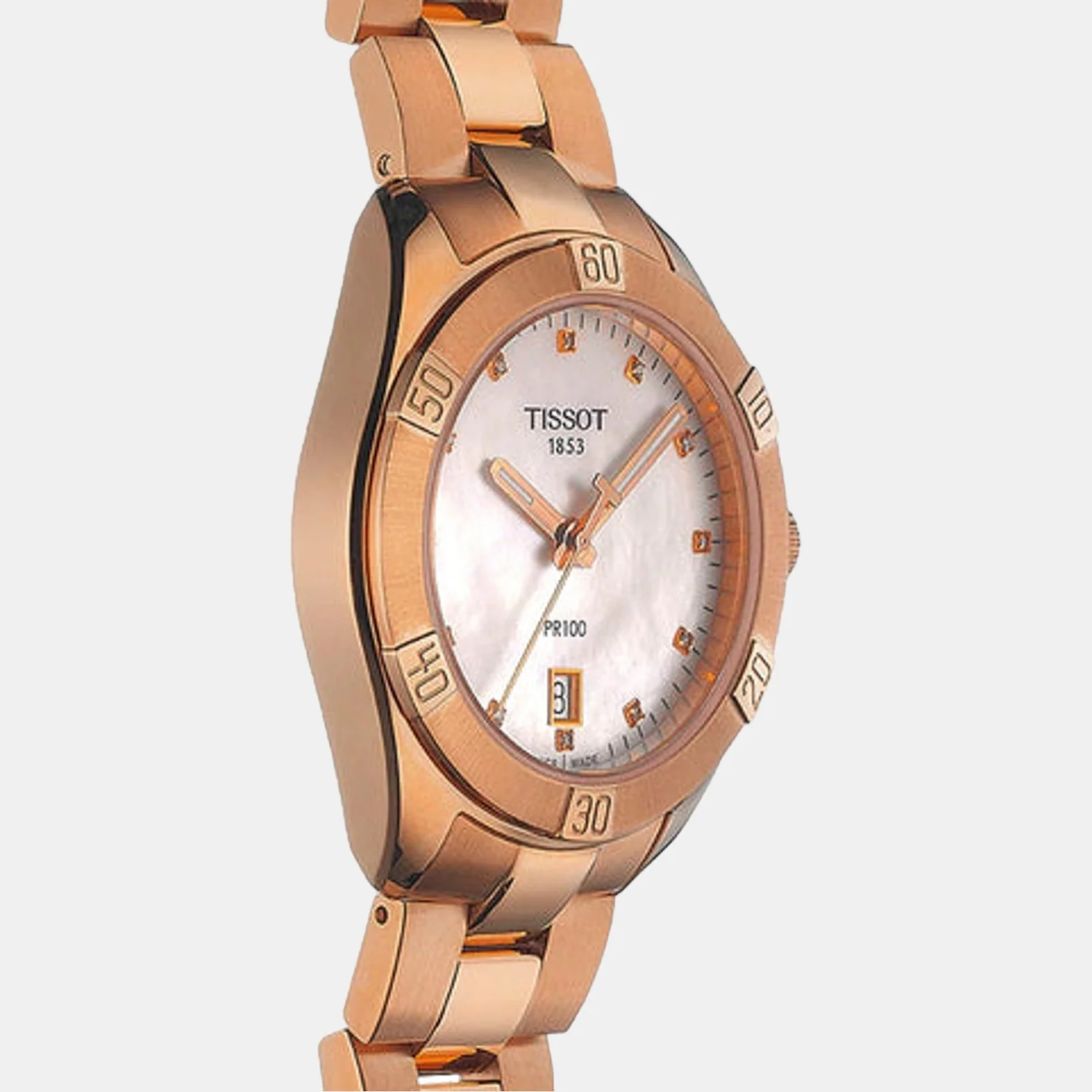 PR 100 Women Quartz White Mother Of Pearl Dial Analog Stainless Steel Watch T1019103311600 - Image 3