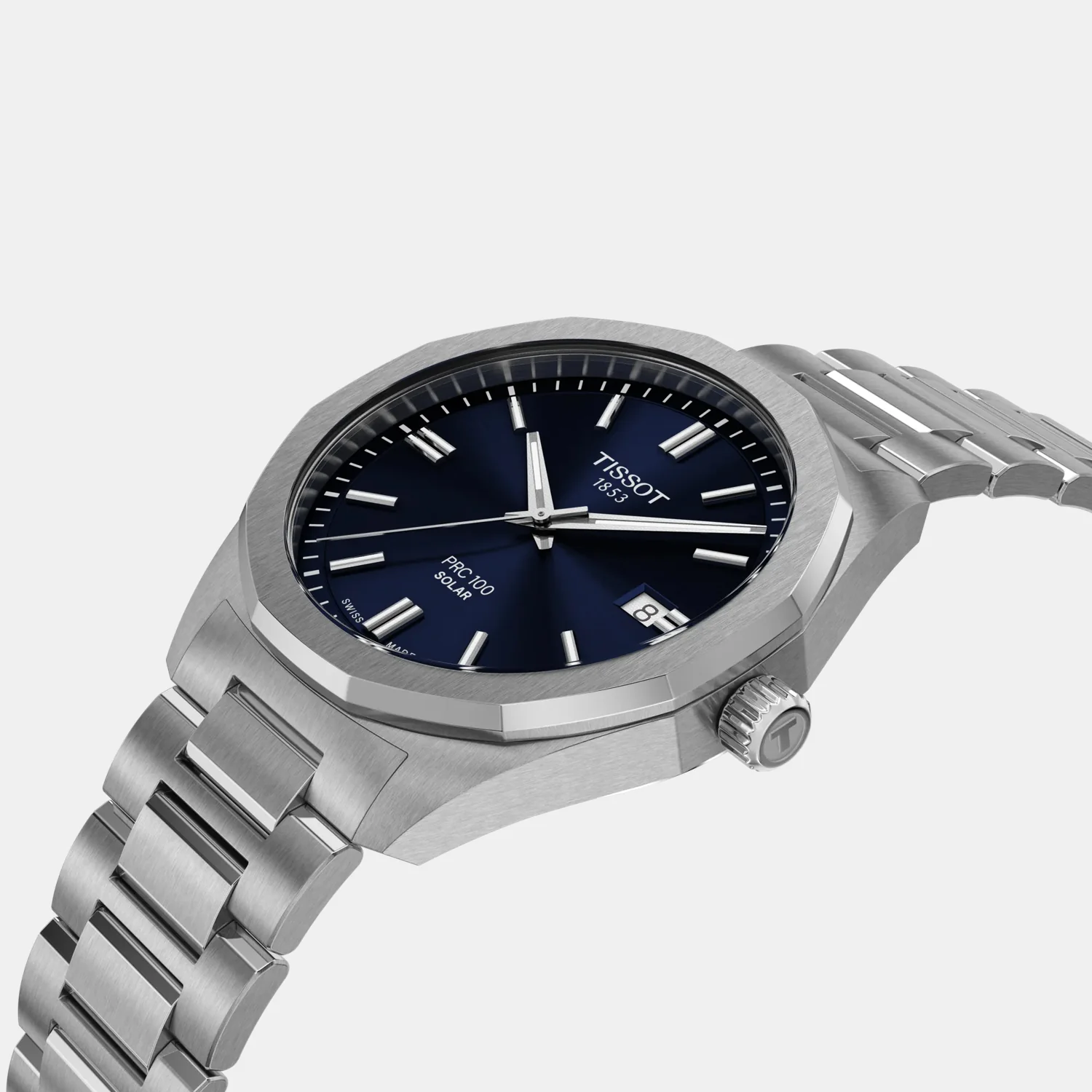 PRC 100 Quartz Solar Unisex Blue Dial Analog Stainless Steel Watch T1514221104100 - Image 3