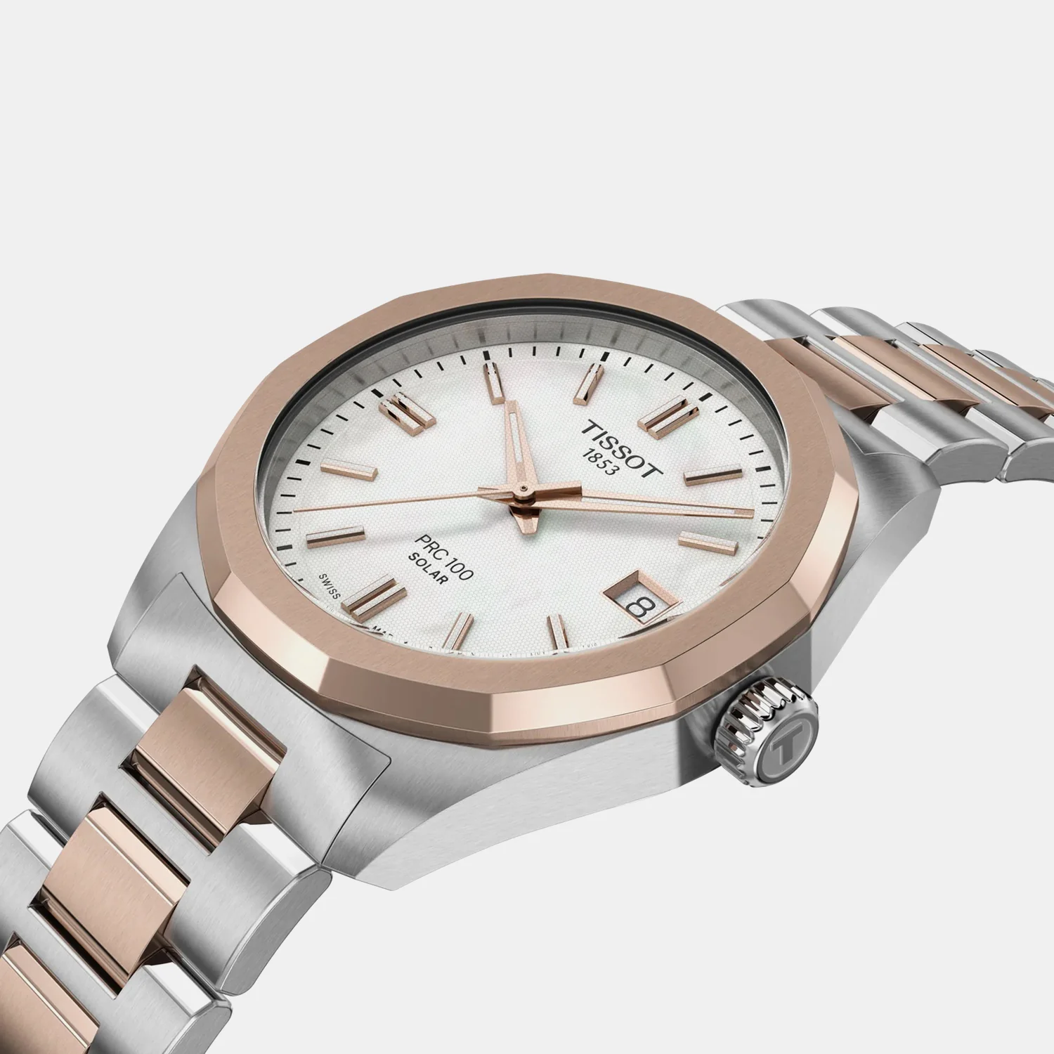 PRC 100 Solar Women White Mother Of Pearl Dial Analog Stainless Steel Watch T1518222211100 - Image 3