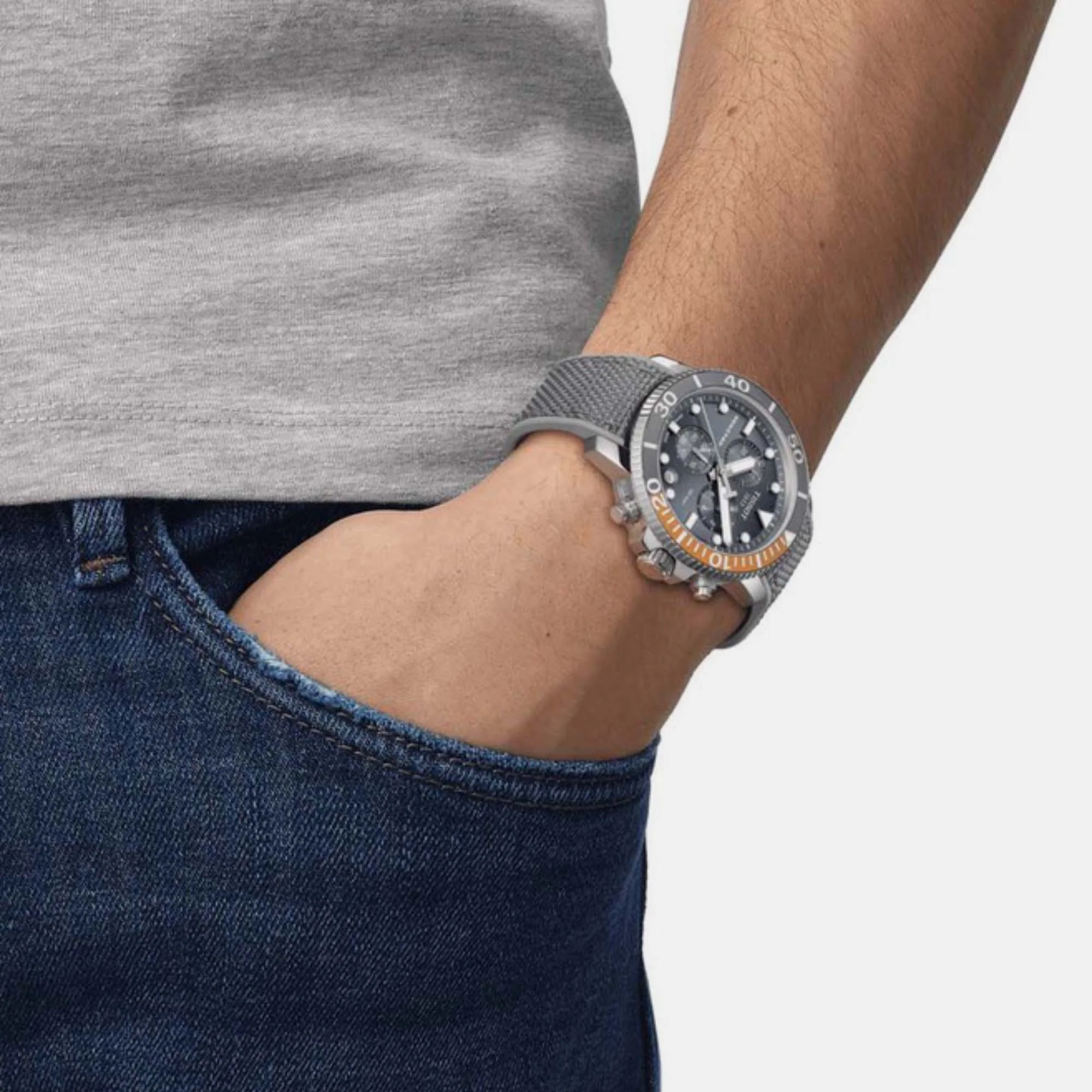 Seastar 1000 Men Quartz Black Dial Chronograph Silicone Watch T1204171708101 - Image 7