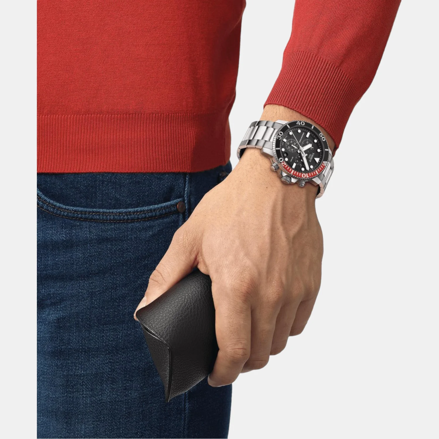 Seastar 1000 Men Quartz Black Dial Chronograph Stainless Steel Watch T1204171105101 - Image 4