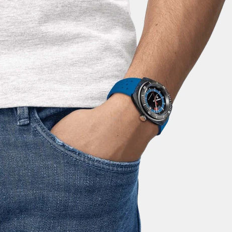 Sideral S Men Automatic Black Dial Analog Rubber Watch T1454079705701 - Image 7