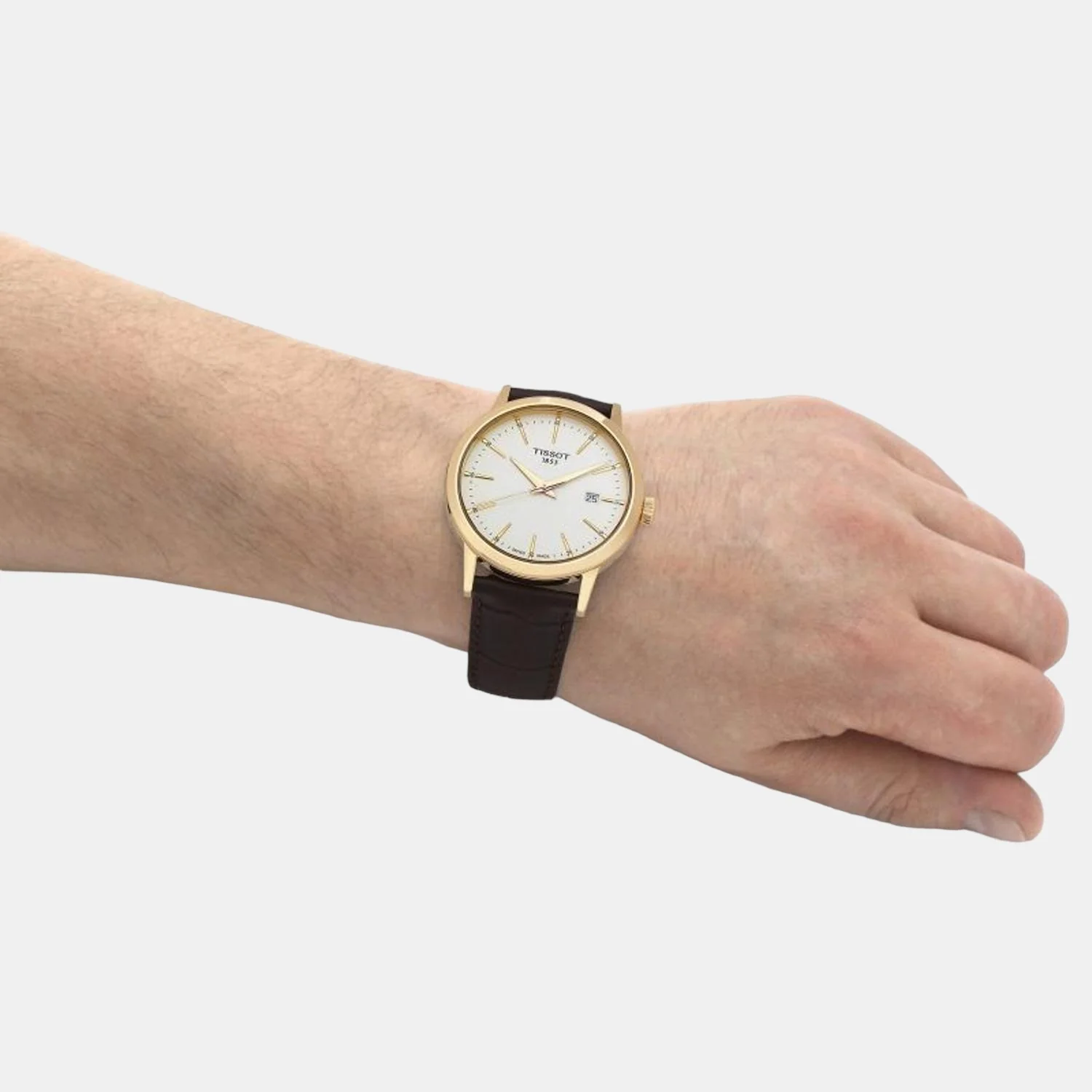 Classic Men Quartz Beige Dial Analog Leather Watch T1294103626100 - Image 7