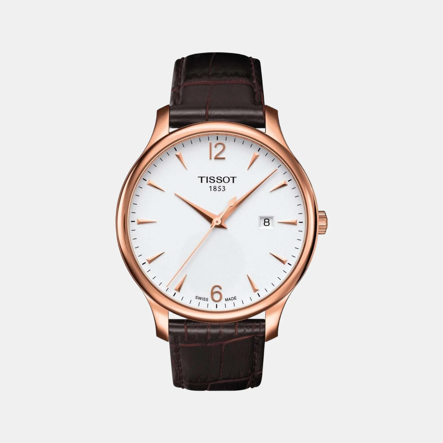 Tradition Men Quartz Silver Dial Analog Leather Watch T0636103603700