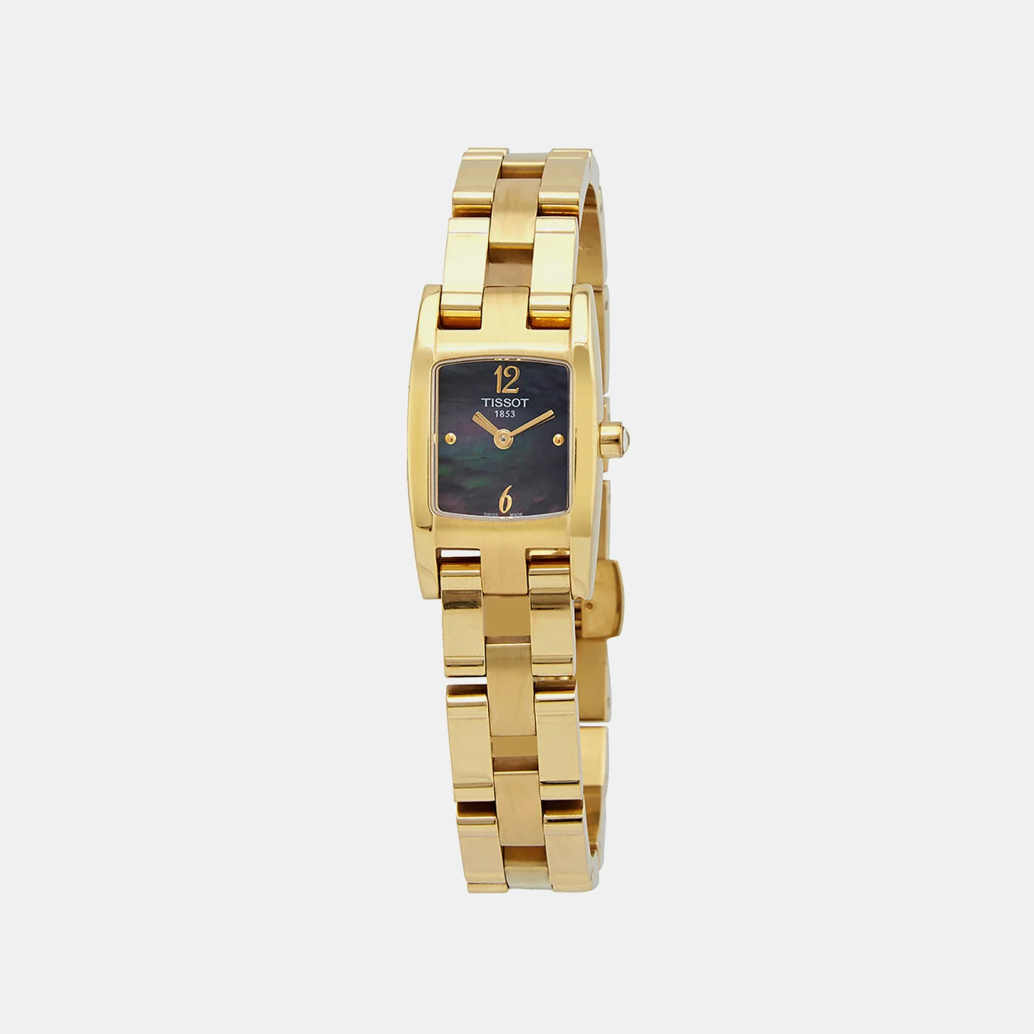 Women Quartz Black Mother Of Pearl Dial Analog Steel Watch T0421093312700