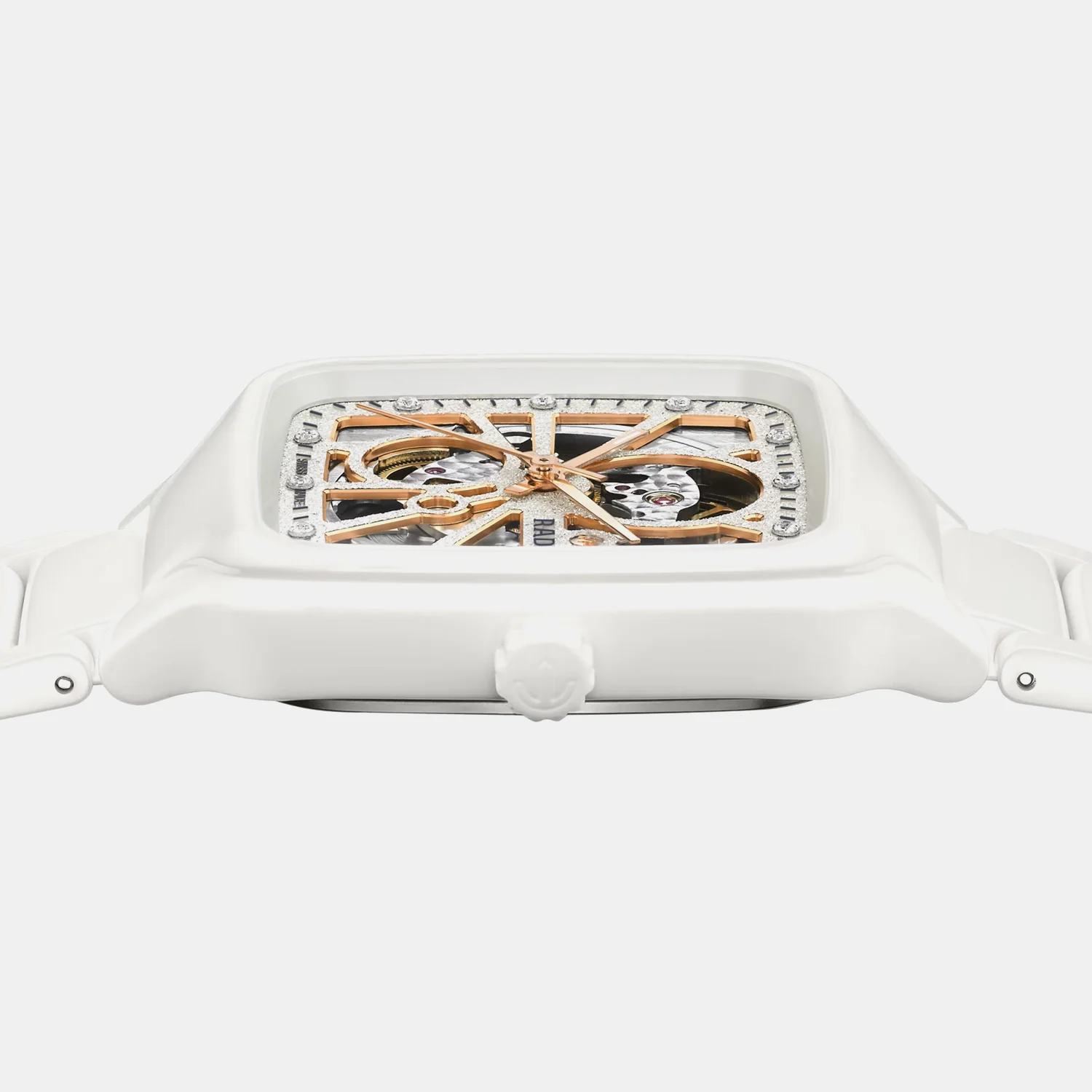 True Square Open Heart Sparkling Automatic Grey Dial Analog Ceramic Watch R27073722 - Image 3