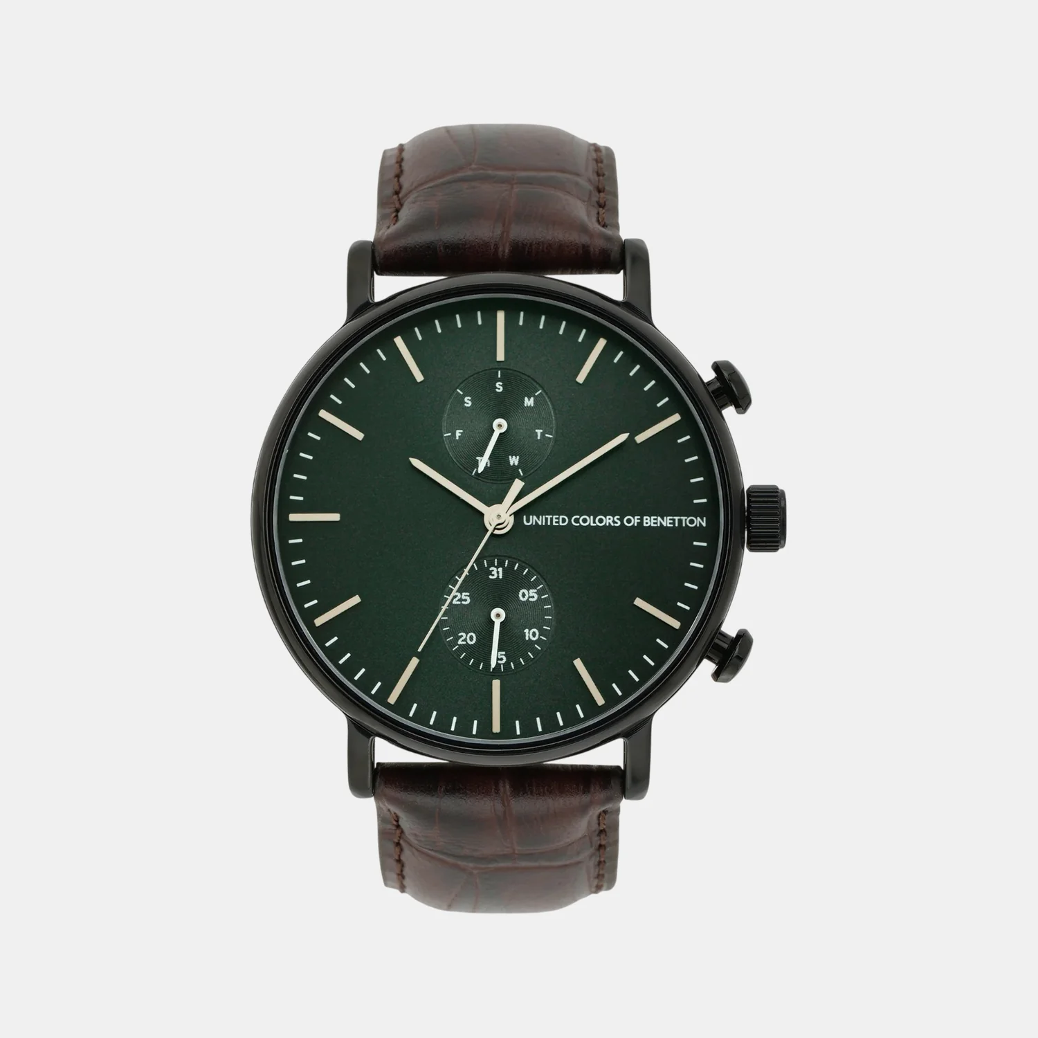 Signature Men Quartz Green Dial Multi-Function Leather Watch UWUCG2202