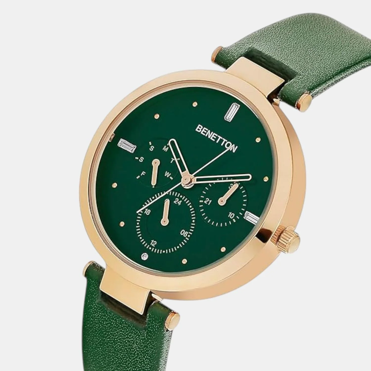 Signature Women Quartz Green Dial Multi-Function Leather Watch UWUCL1004 - Image 2