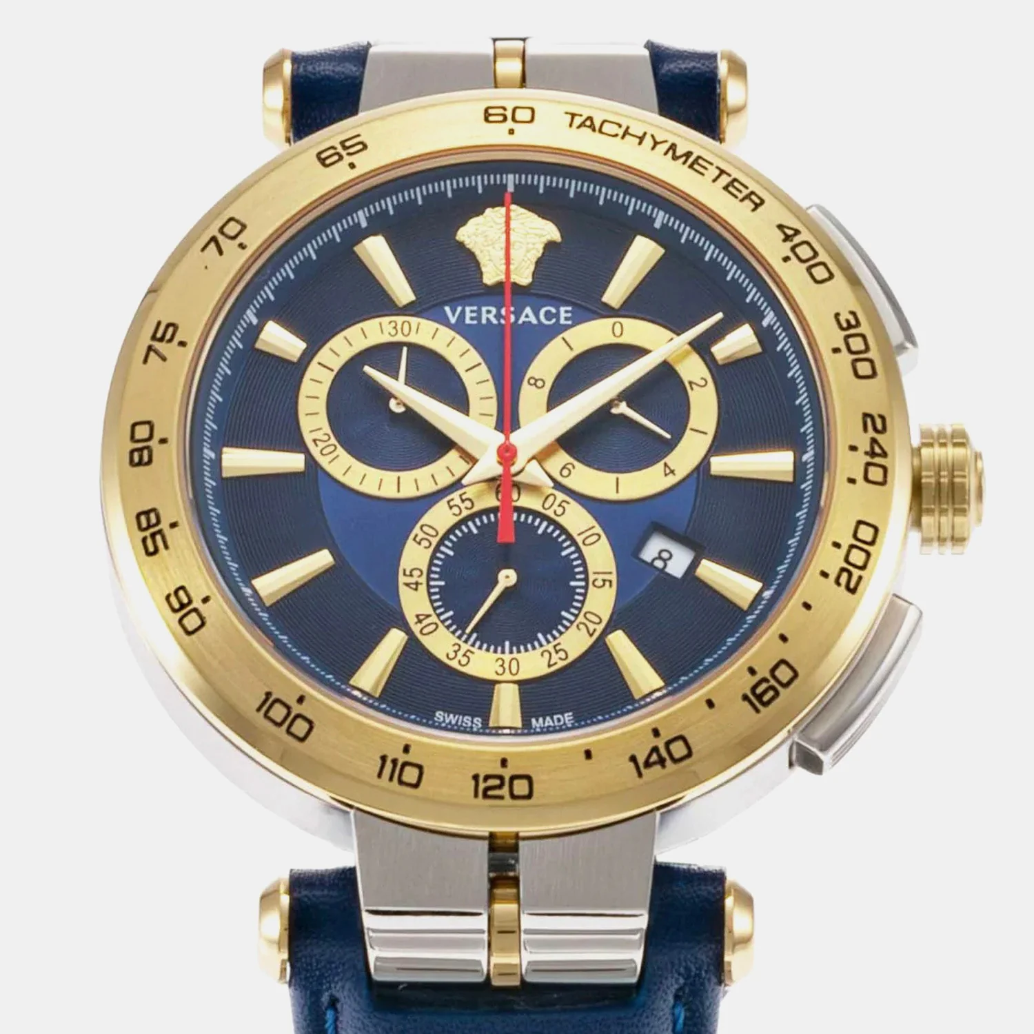 Aion Men Quartz Blue Dial Chronograph Leather Watch VE6CA0223 - Image 2