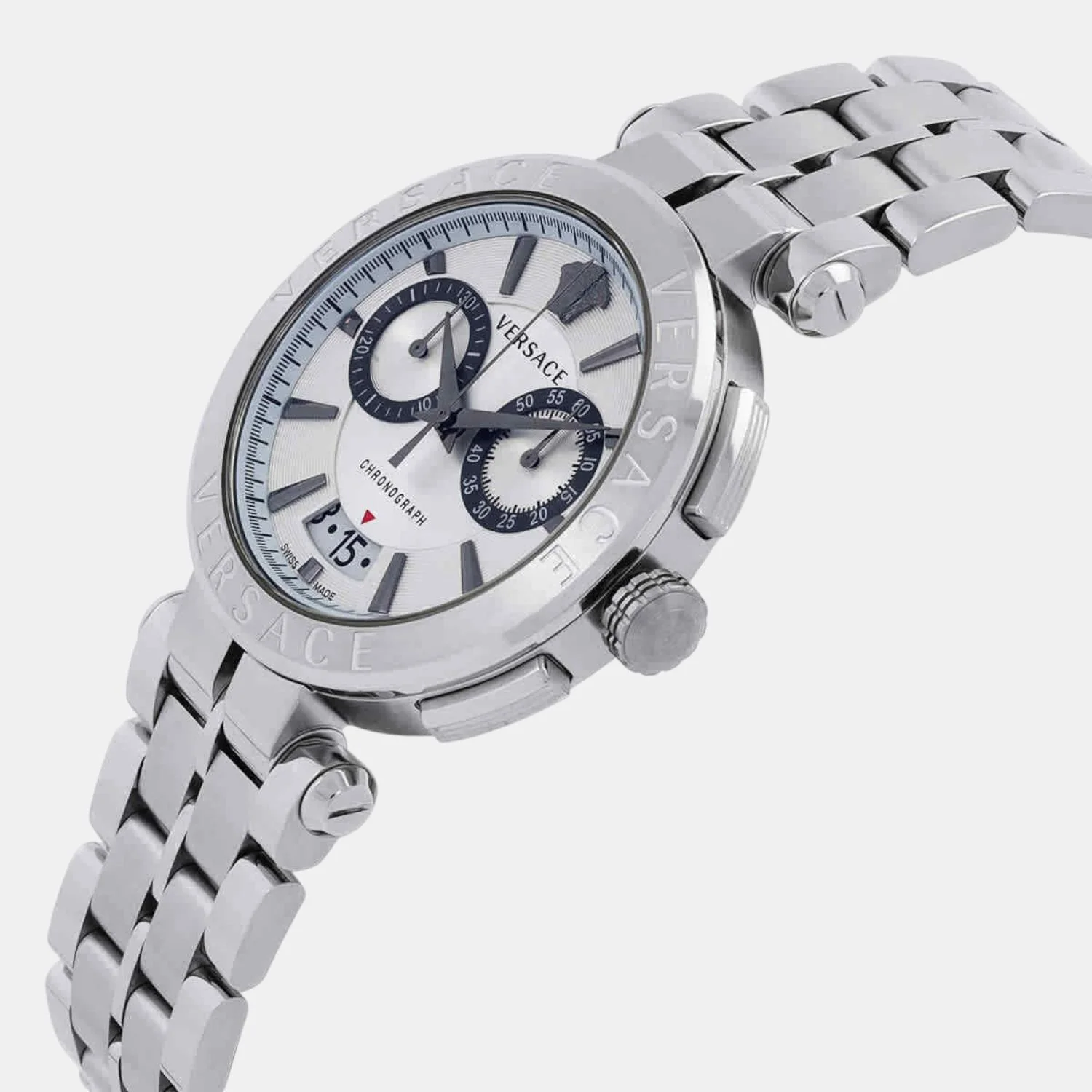Aion Men Quartz White Dial Chronograph Stainless Steel Watch VE1D01823 - Image 2