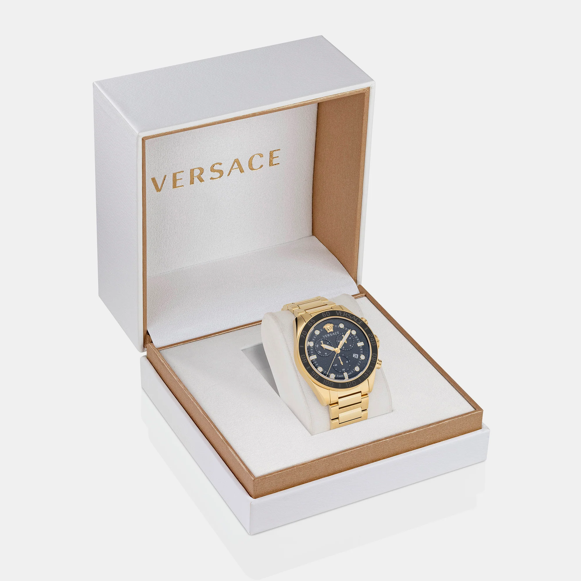 Greca Dome Men Quartz Black Dial Chronograph Stainless Steel Watch VE6K00523 - Image 4