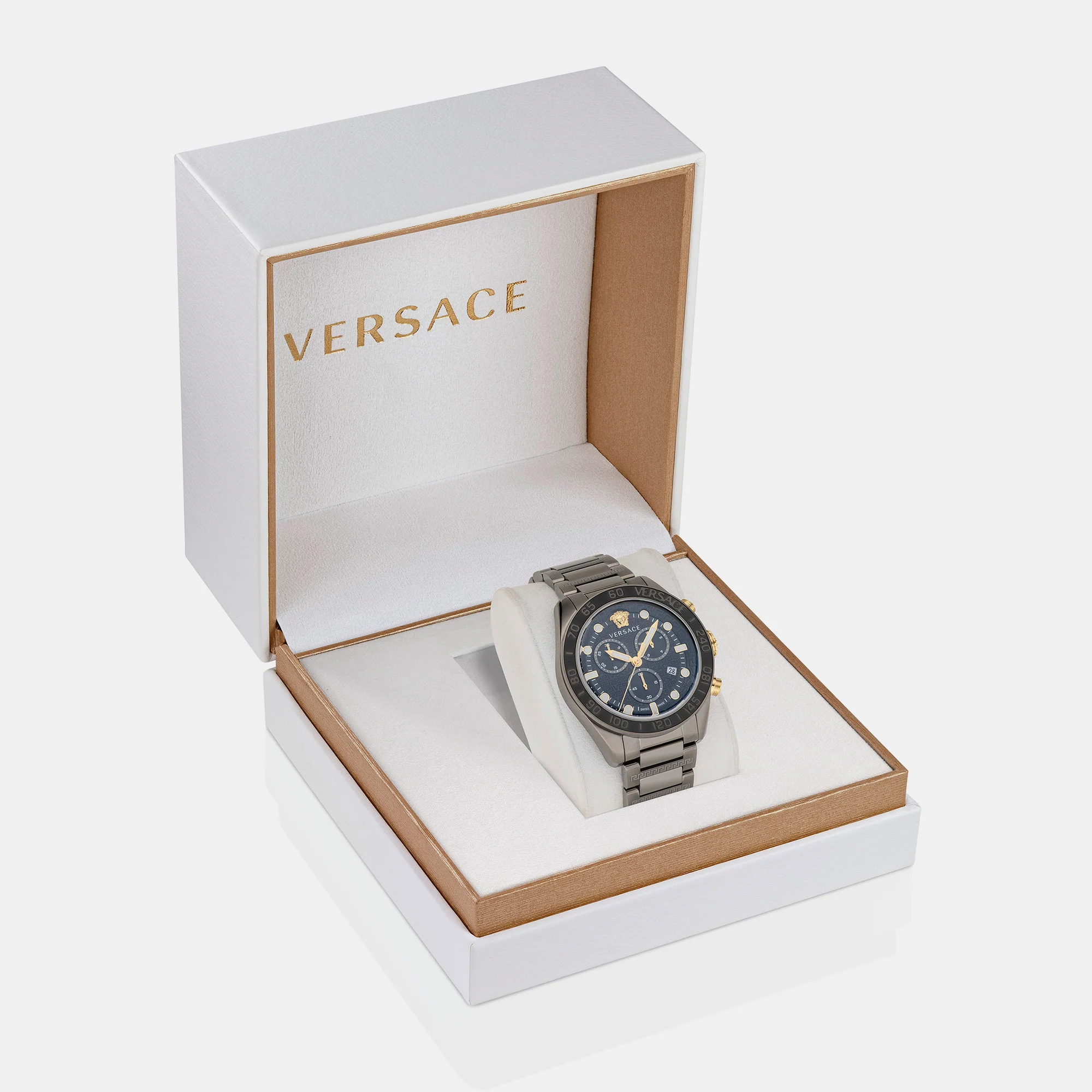 Greca Dome Men Quartz Black Dial Chronograph Stainless Steel Watch VE6K00623 - Image 4