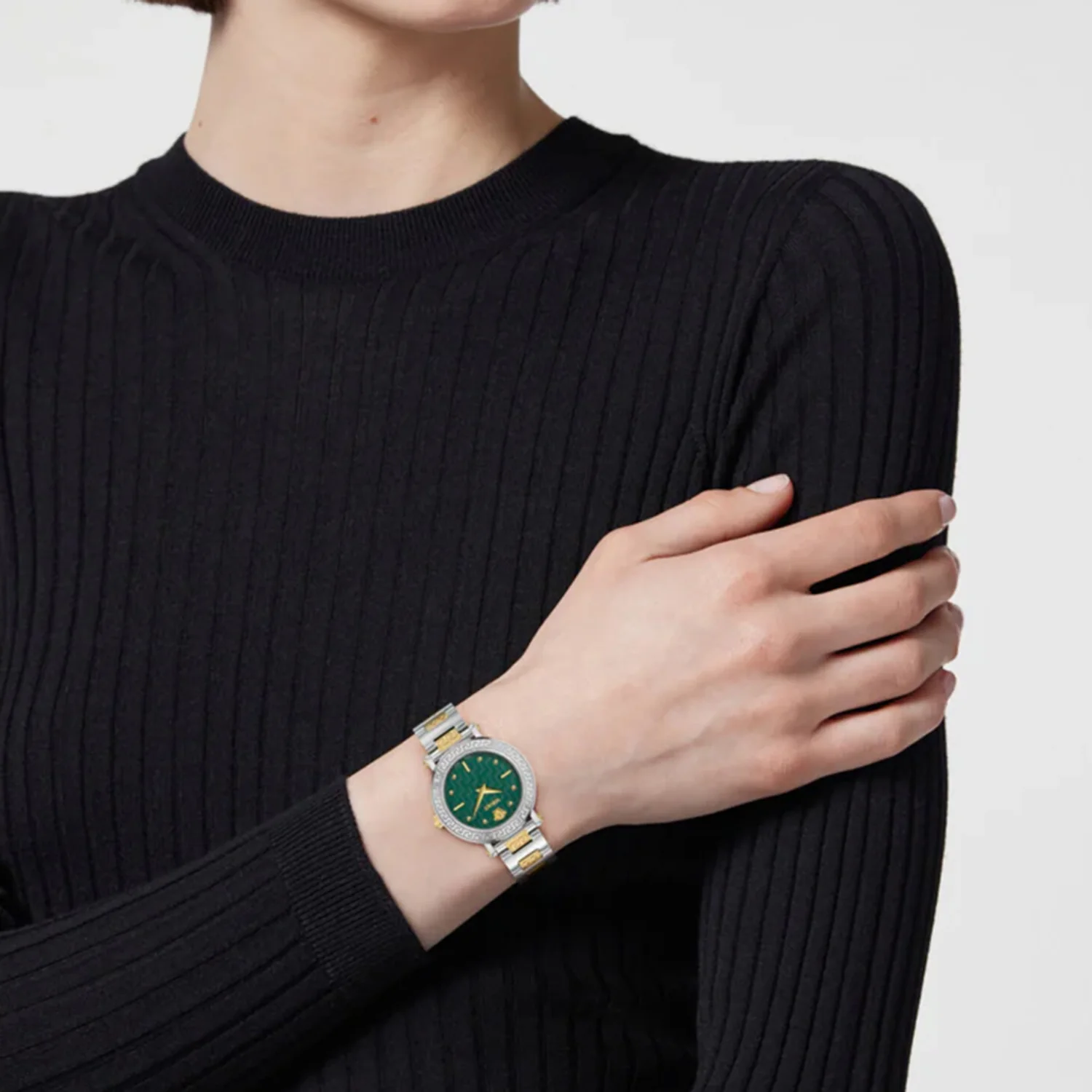 Greca Sphere Petite Women Quartz Green Dial Analog Steel Watch VEKLA0425 - Image 5