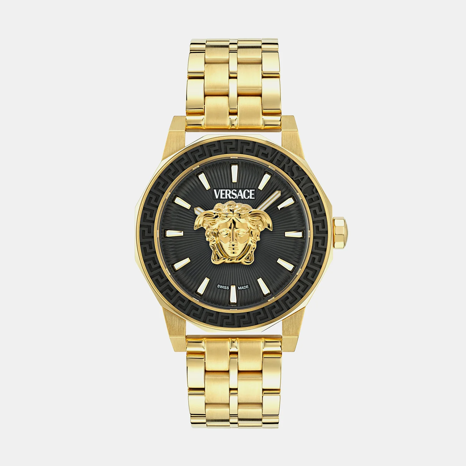 Medusa Men Quartz Black Dial Analog Stainless Steel Watch VE9I00424