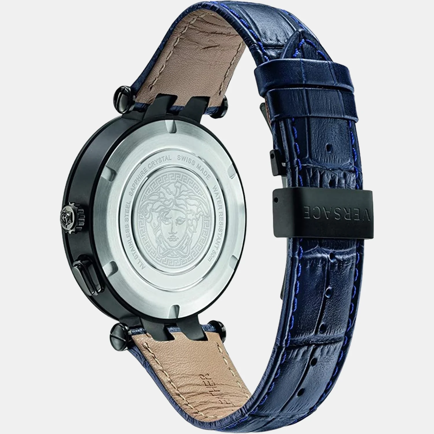 Men Quartz Blue Dial Chronograph Leather Watch VEBV00419 - Image 3