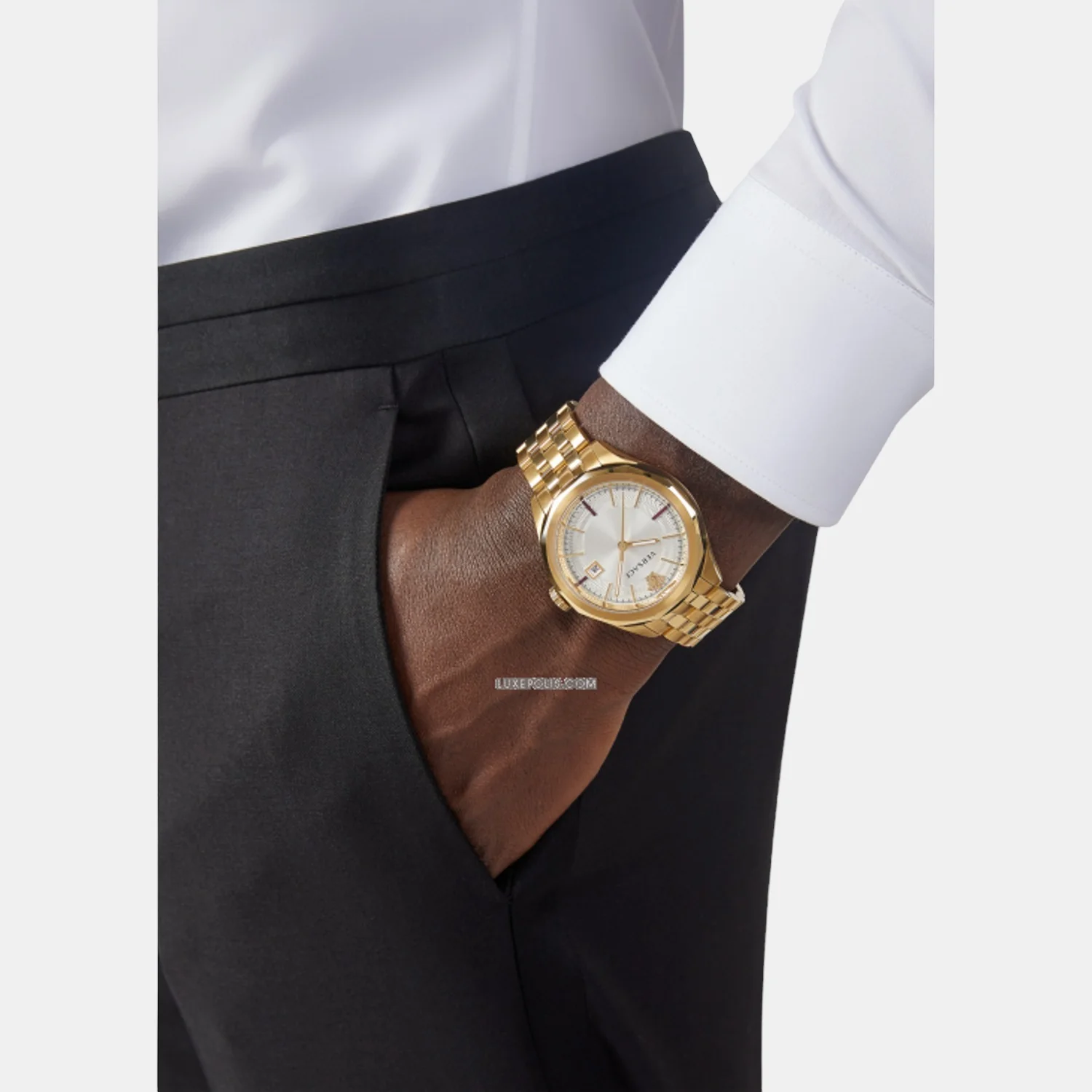 Men Quartz Gold Dial Analog Stainless Steel Watch VERA00618 - Image 4