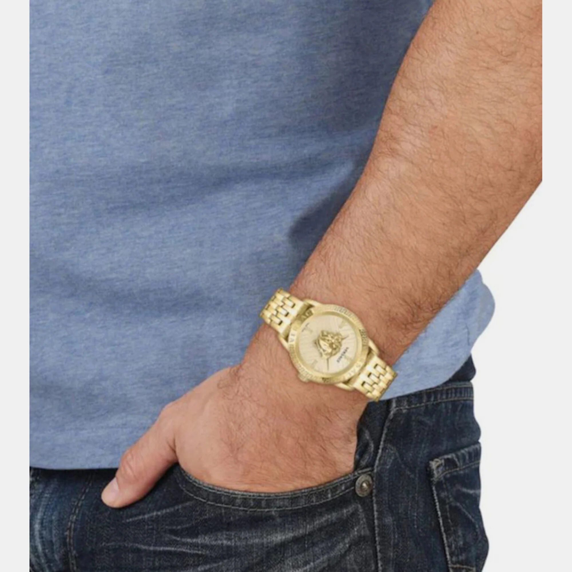 Men Quartz Gold Dial Analog Stainless Steel Watch VESN00722 - Image 3