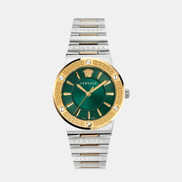 Men Quartz Green Dial Analog Stainless Steel Watch VEVH00720