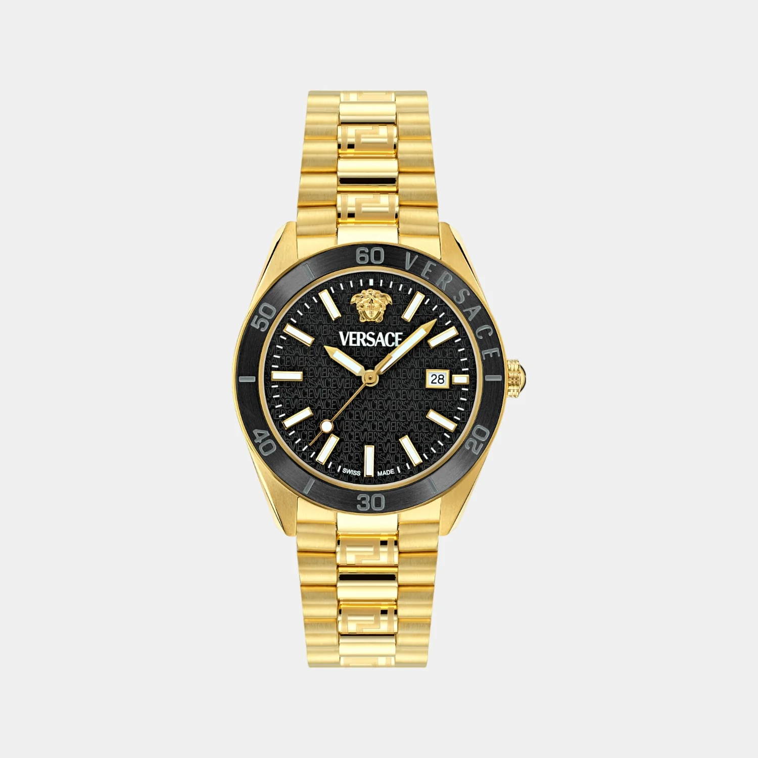 V Dome Men Quartz Black Dial Analog Stainless Steel Watch VE8E00624