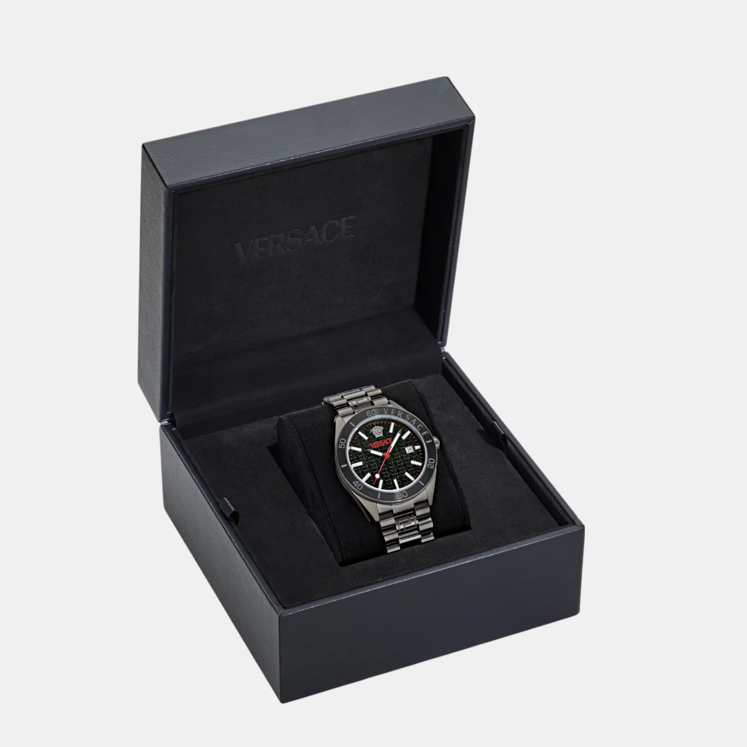 V Dome Men Quartz Black Dial Analog Stainless Steel Watch VE8E00724 - Image 3