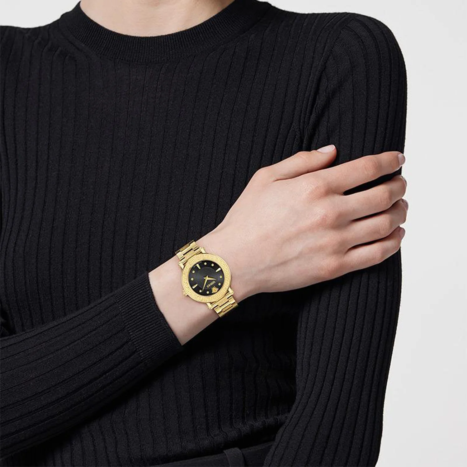 Women Quartz Black Sunray Dial Analog Stainless Steel Watch VE9C00724 - Image 4