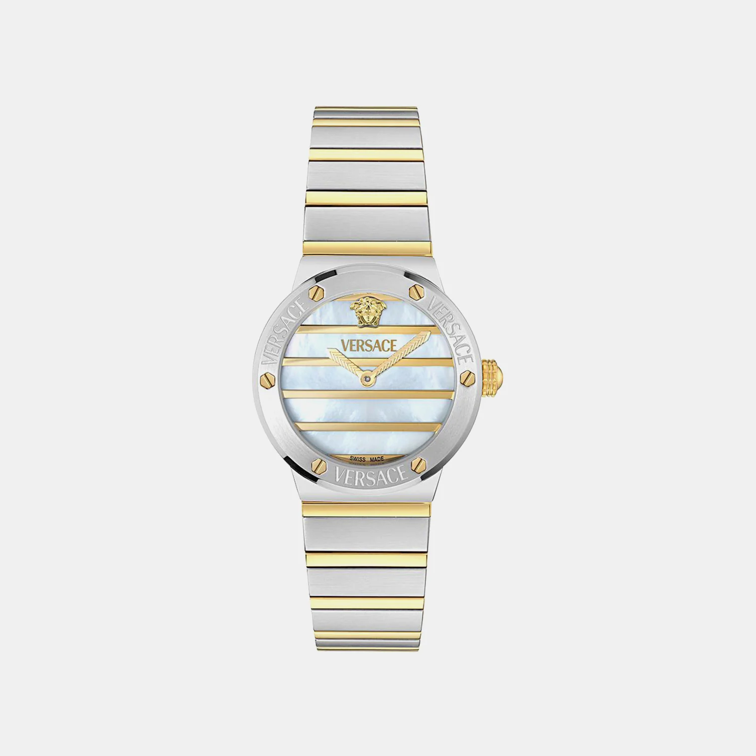 Women Quartz White Mother Of Pearl Dial Analog Recycled Steel Watch VE0S00325