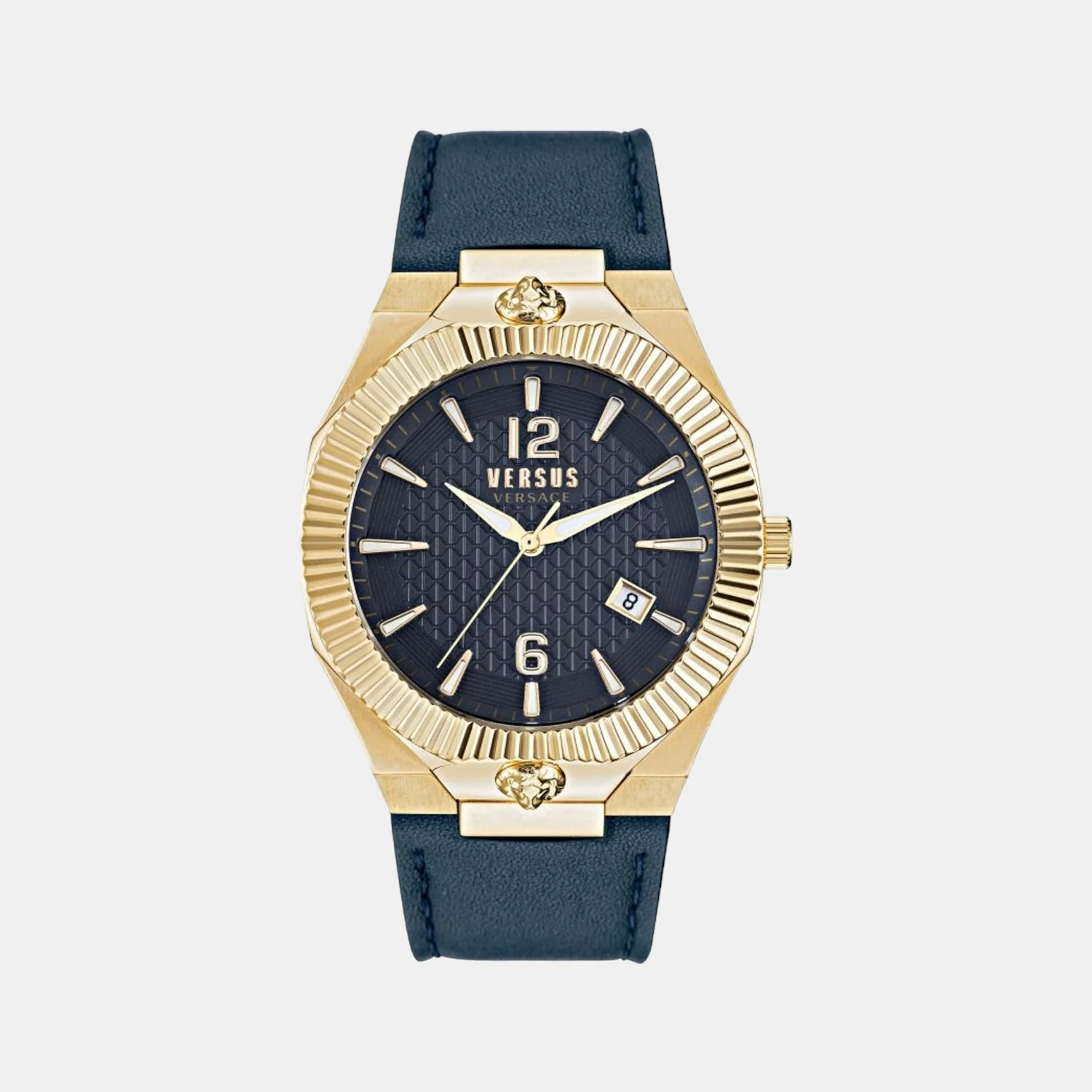 Men Quartz Blue Dial Analog Leather Watch VSP1P0221