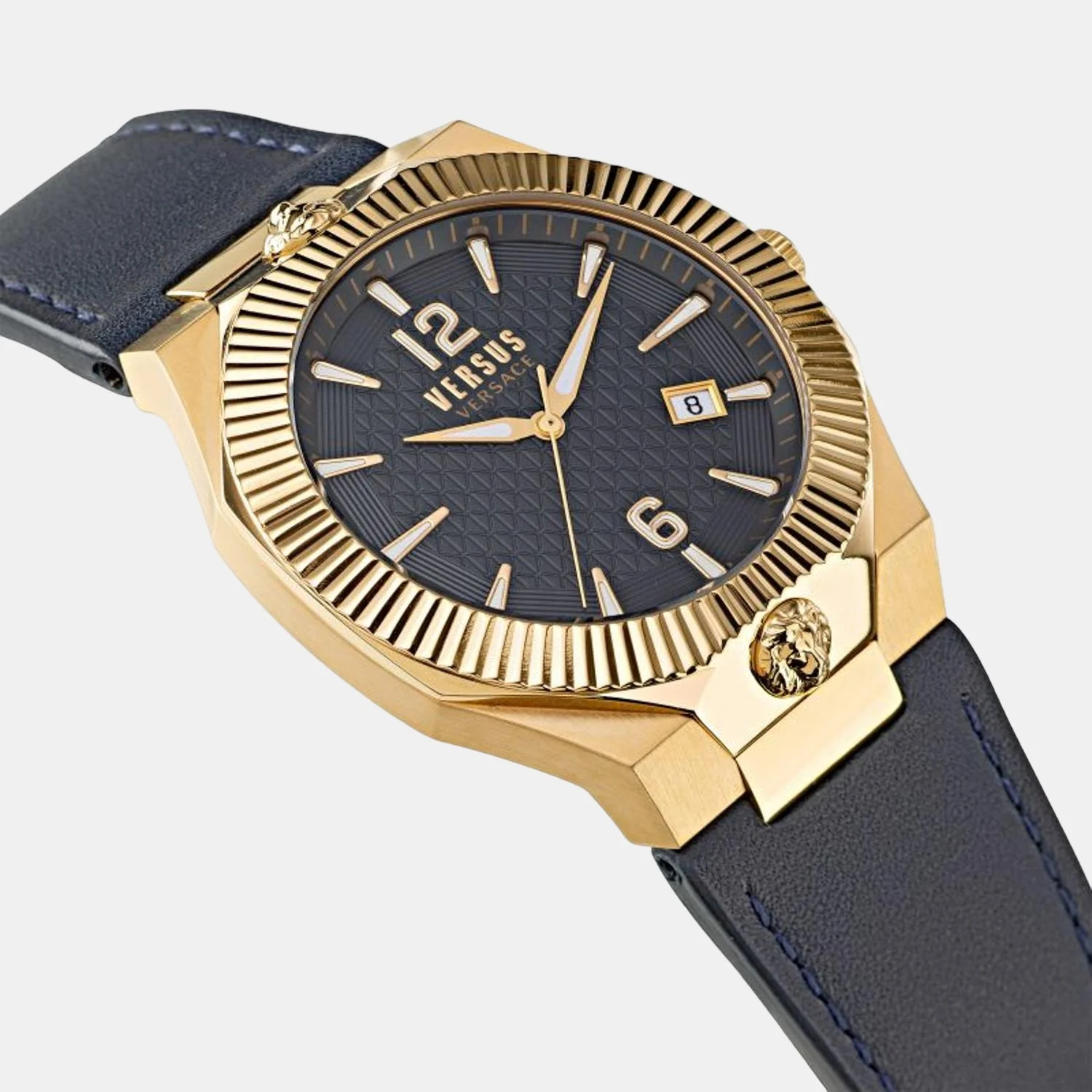 Men Quartz Blue Dial Analog Leather Watch VSP1P0221 - Image 2