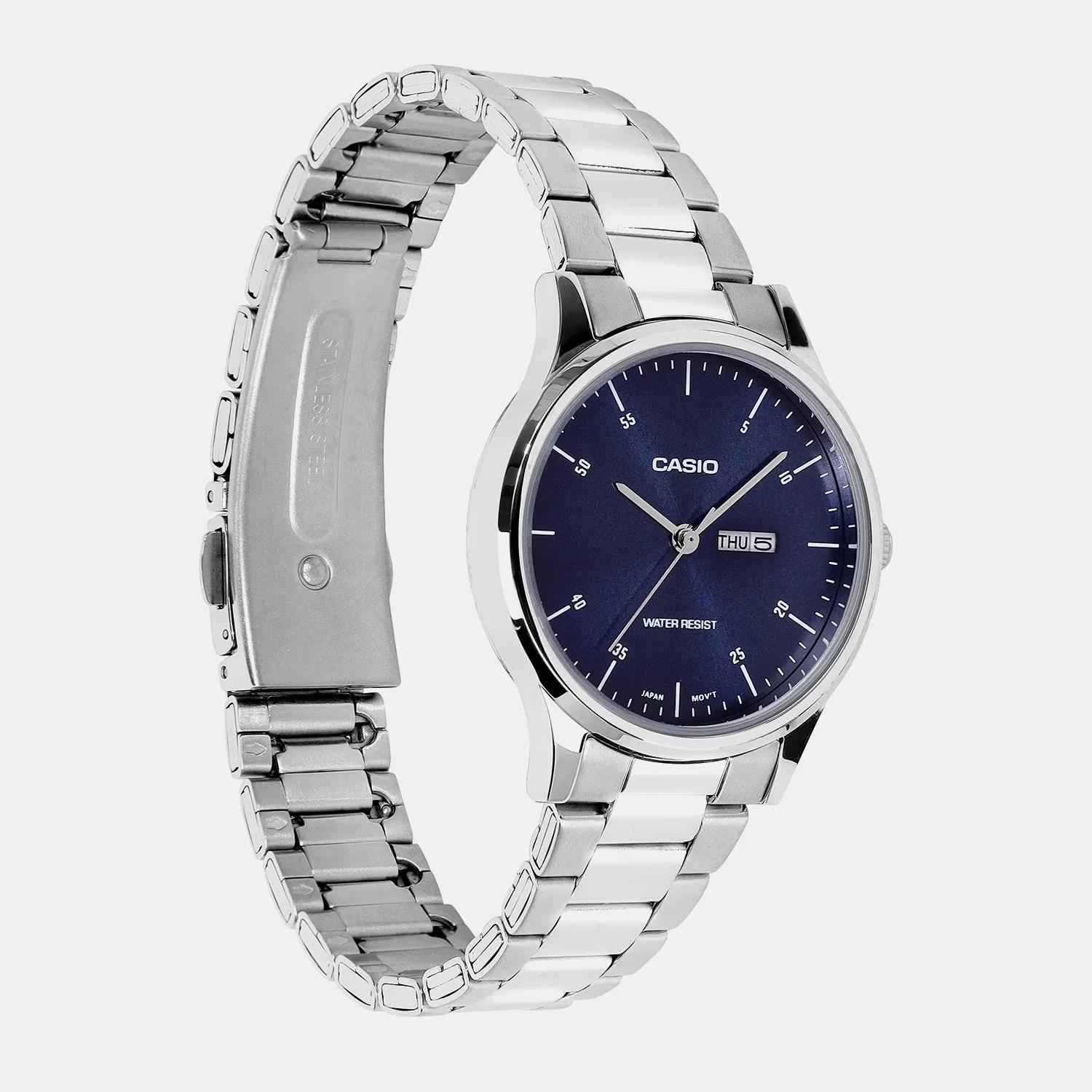 Women Quartz Blue Dial Analog Stainless Steel Watch A2502 - Image 2