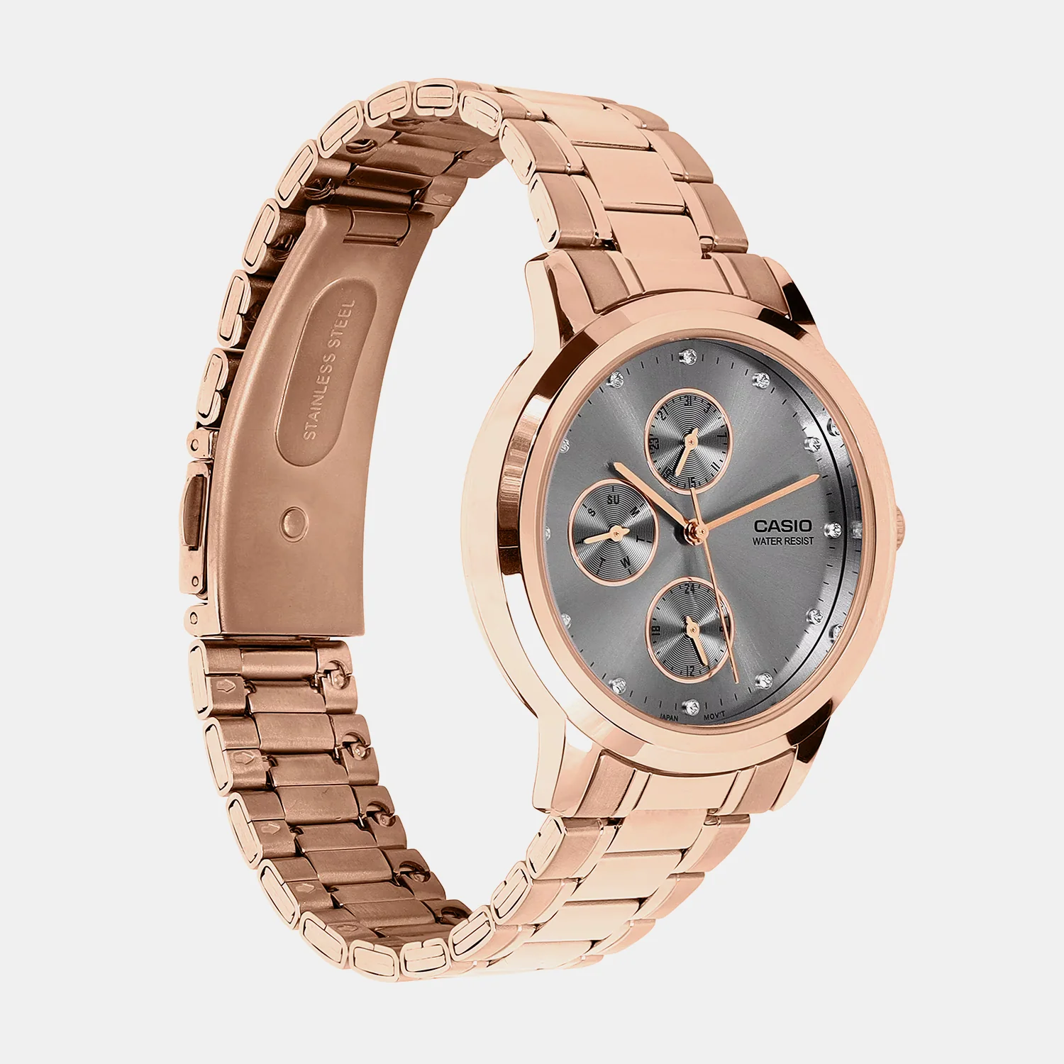 Women Quartz Grey Dial Analog Stainless Steel Watch A2497 - Image 2