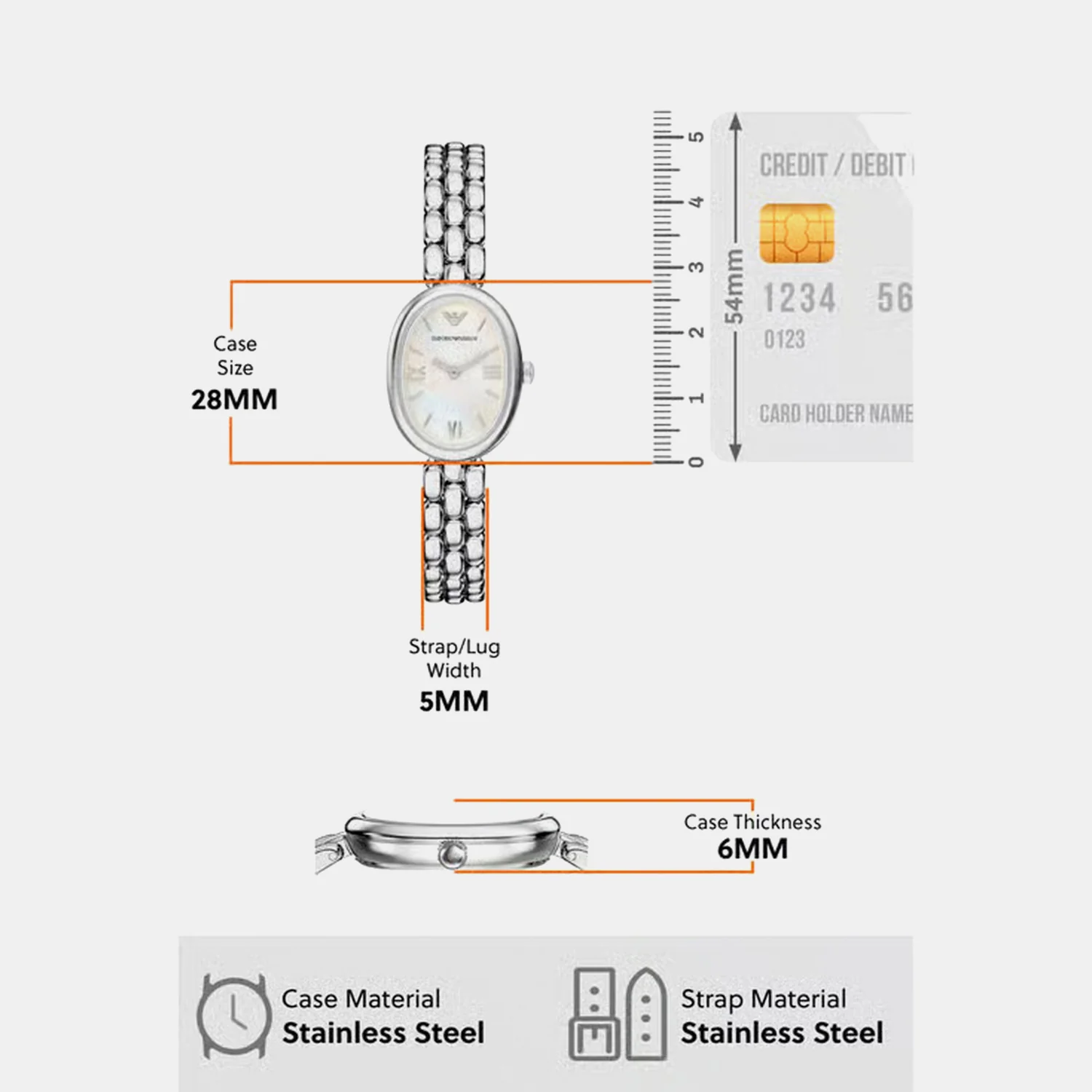 Women Quartz Mother Of Pearl Dial Analog Stainless Steel Watch AR11776 - Image 4